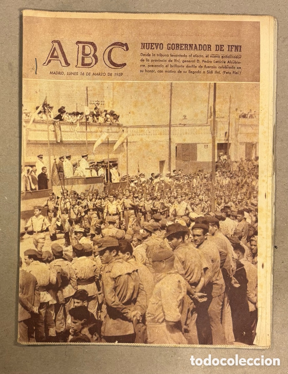 Coleccionismo de revistas y peri&oacute;dicos: ABC (16 MARZO 1959). PEDRO LATORRE ALCUBIERRE NUEVO GOBERNADOR IFNI, BARCELONA FC - OSASUNA,..,