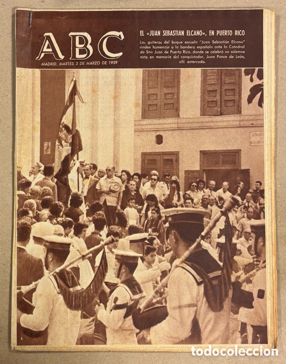 Coleccionismo de revistas y peri&oacute;dicos: ABC (3 MARZO 1959). BUQUE ESCUELA JUAN SEBASTI&Aacute;N ELCANO EN PUERTO RICO, REAL MADRID DI STEFANO