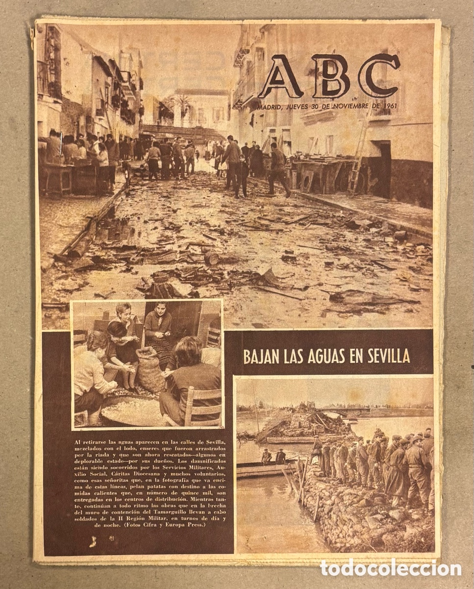 Coleccionismo de revistas y peri&oacute;dicos: ABC (30 NOVIEMBRE 1961). BAJAN LAS AGUAS EN SEVILLA, ATL&Eacute;TICO MADRID - WERDER BREMEN COPA DE EUROPA