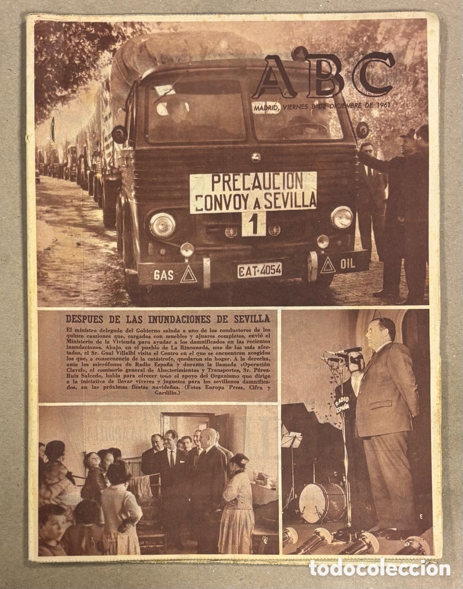 Coleccionismo de revistas y peri&oacute;dicos: ABC (8 DICIEMBRE 1961). INUNDACIONES EN SEVILLA LA RINCONADA, FRANCIA - ESPA&Ntilde;A FUTBOL,&hellip;