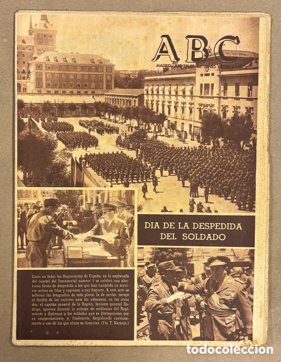 Coleccionismo de revistas y peri&oacute;dicos: ABC (26 DE JUNIO DE 1958). D&Iacute;A DE LA DESPEDIDA DEL SOLDADO, FESTIVALES MUSICALES GRANADA,&hellip;
