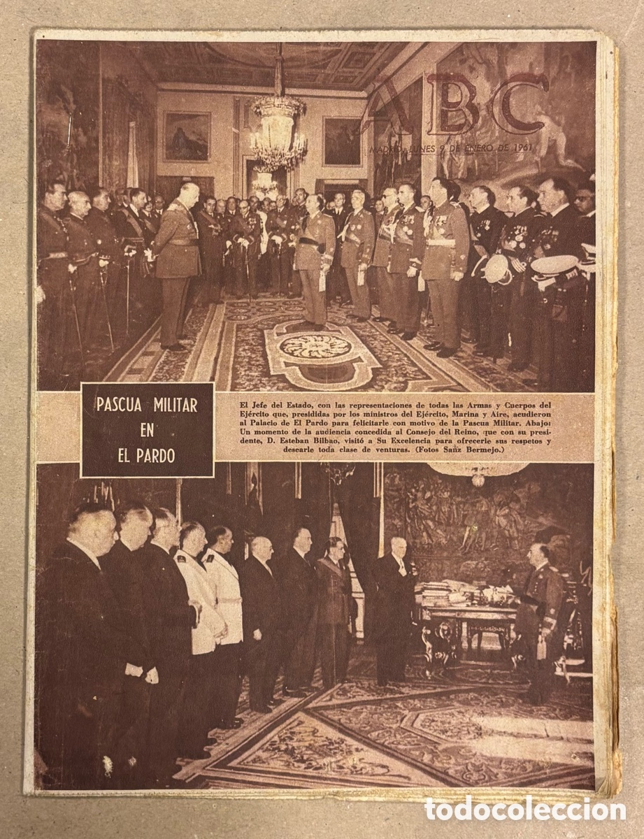 Coleccionismo de revistas y peri&oacute;dicos: ABC (7 DE ENERO DE 1961). PASCUA MILITAR EN EL PARDO, REAL MADRID 3-1 ATL&Eacute;TICO MADRID,&hellip;