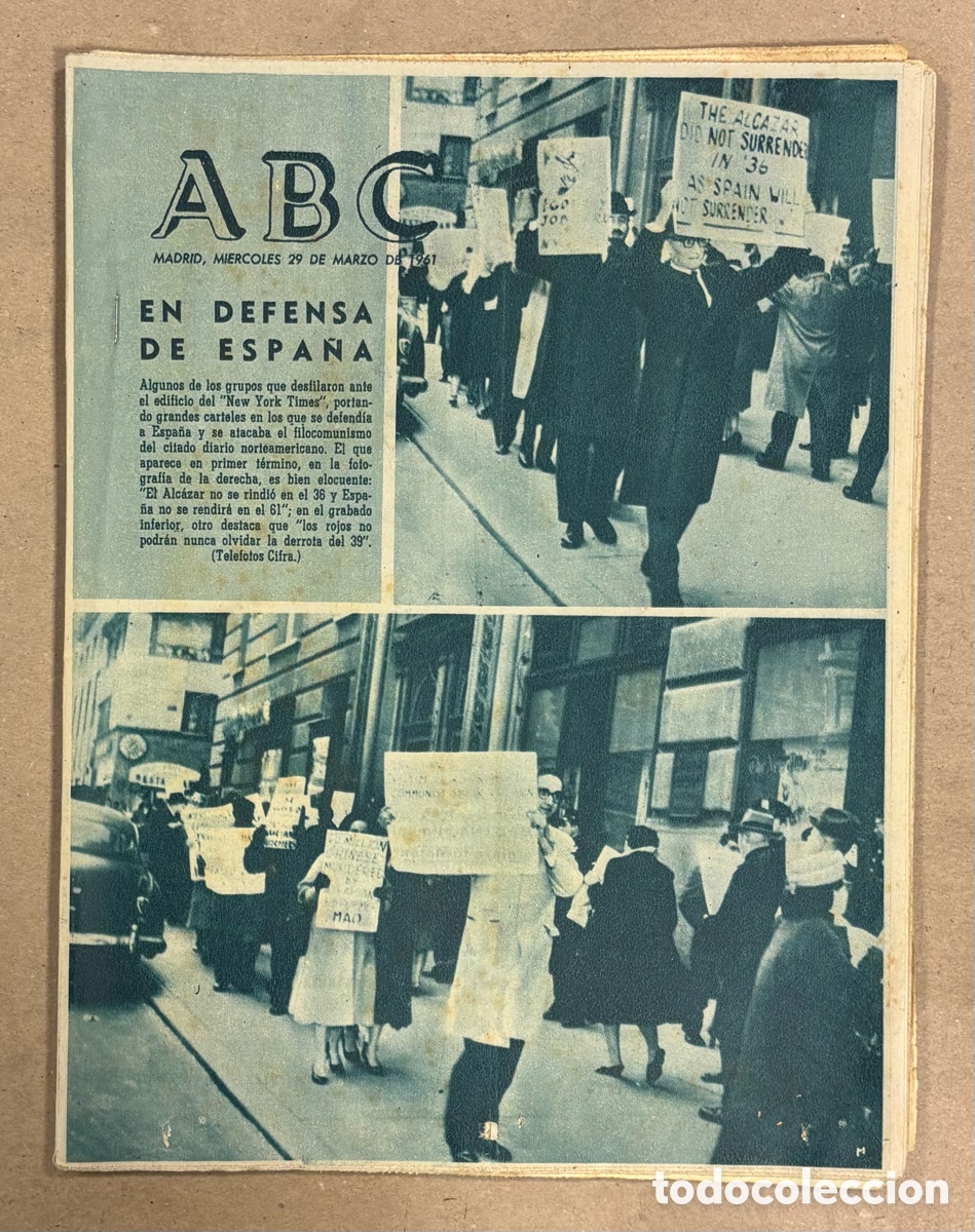 Coleccionismo de revistas y peri&oacute;dicos: ABC (29 DE MARZO DE 1961). MANIFESTANTES FRENTE AL NEW YORK TIMES EN DEFENSA DE ESPA&Ntilde;A,&hellip;