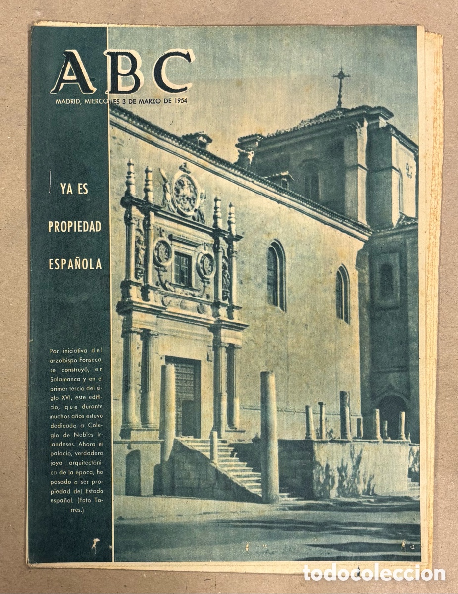 Coleccionismo de revistas y peri&oacute;dicos: ABC (3 MARZO 1954). EL COLEGIO DE NOBLES IRLANDESES DE SALAMANCA YA ES PROPIEDAD ESPA&Ntilde;OLA,,,,