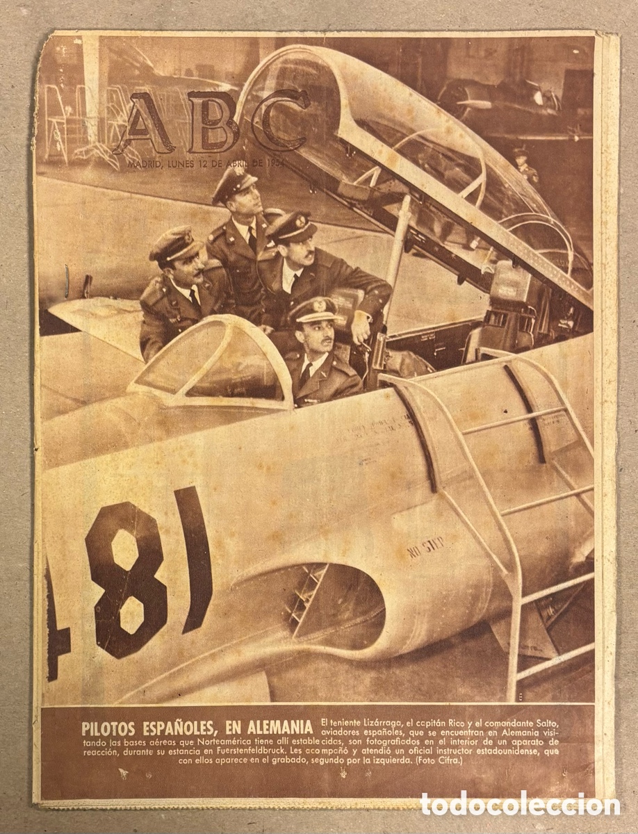 Coleccionismo de revistas y peri&oacute;dicos: ABC (12 ABRIL 1954). PILOTOS ESPA&Ntilde;OLES DE INSTRUCCI&Oacute;N EN ALEMANIA, CELTA VIGO GANA A REAL MADRID,..,