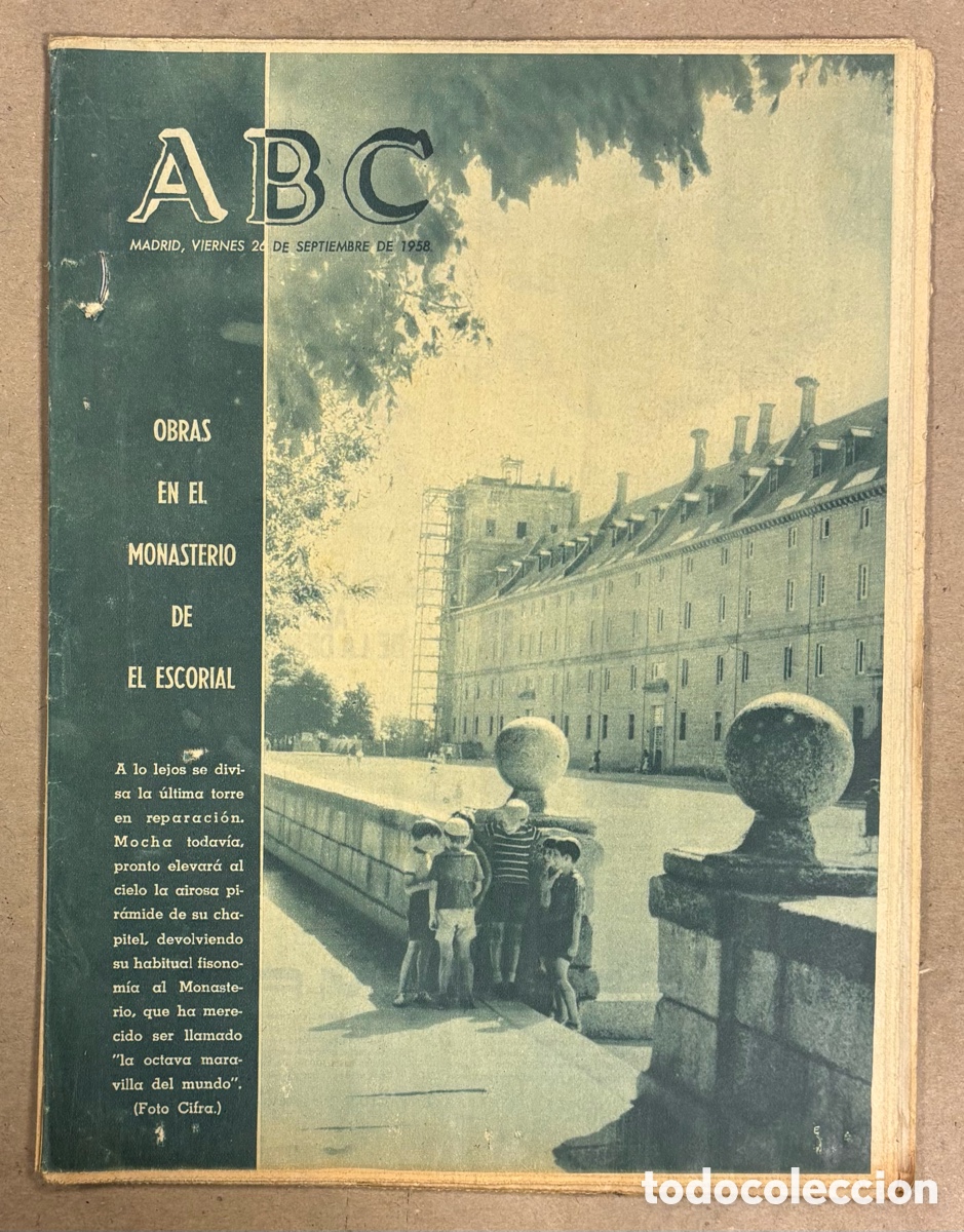 Coleccionismo de revistas y peri&oacute;dicos: ABC (26 DE SEPTIEMBRE DE 1958). OBRAS EN EL MONASTERIO DE EL ESCORIAL, REPORTAJE CARLOS I,..,