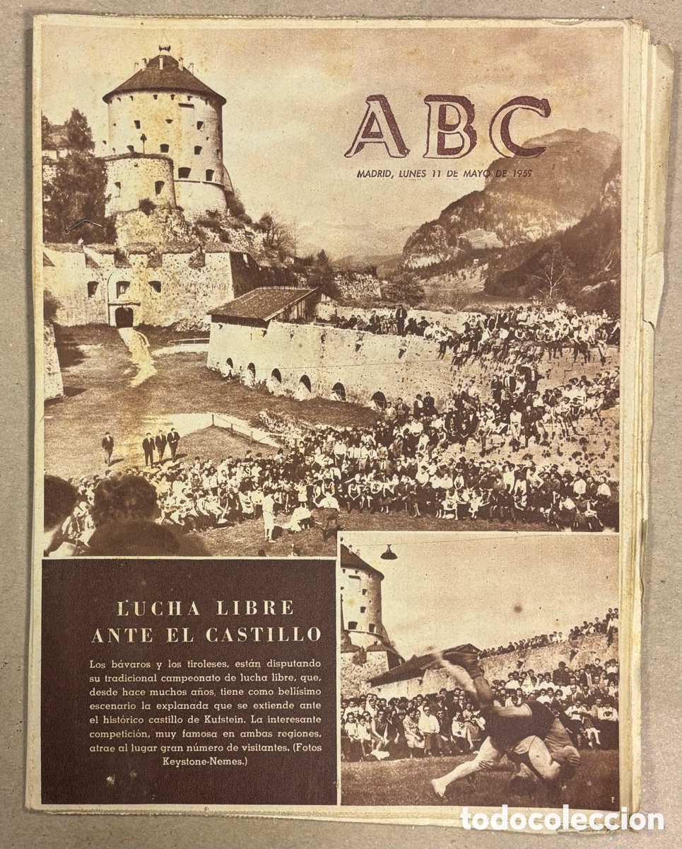 Coleccionismo de revistas y peri&oacute;dicos: ABC (17 SEPTIEMBRE 1958). LUCHA LIBRE ANTE CASTILLO KUFSTEIN, ANTONIO SU&Aacute;REZ GANA VUELTA ESPA&Ntilde;A