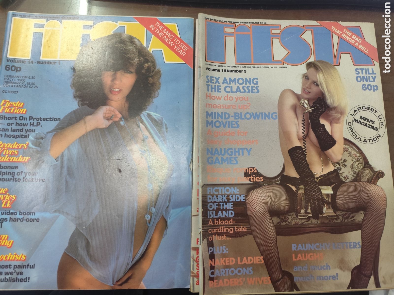 Coleccionismo de revistas y peri&oacute;dicos: Lote 3 ejemplares revista Erotica inglesa Fiesta. Vol.14.n.1,5 y 7. Incluye p&oacute;ster central. A&ntilde;o 1980