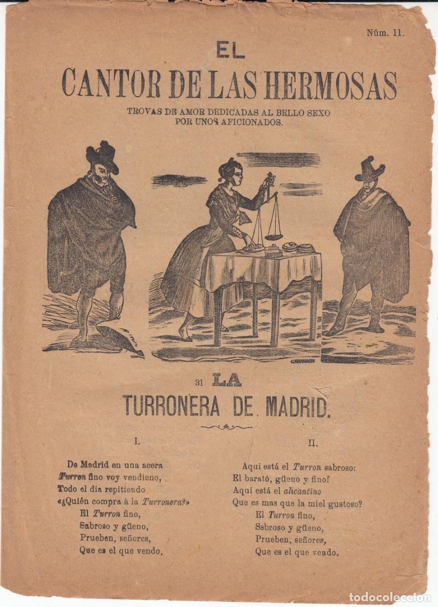 Coleccionismo de revistas y peri&oacute;dicos: PLIEGO DE CORDEL - ROMAN&Ccedil;OS - EL CANTOR DE LAS HERMOSAS - LA TURRONERA DE MADRID - 1881