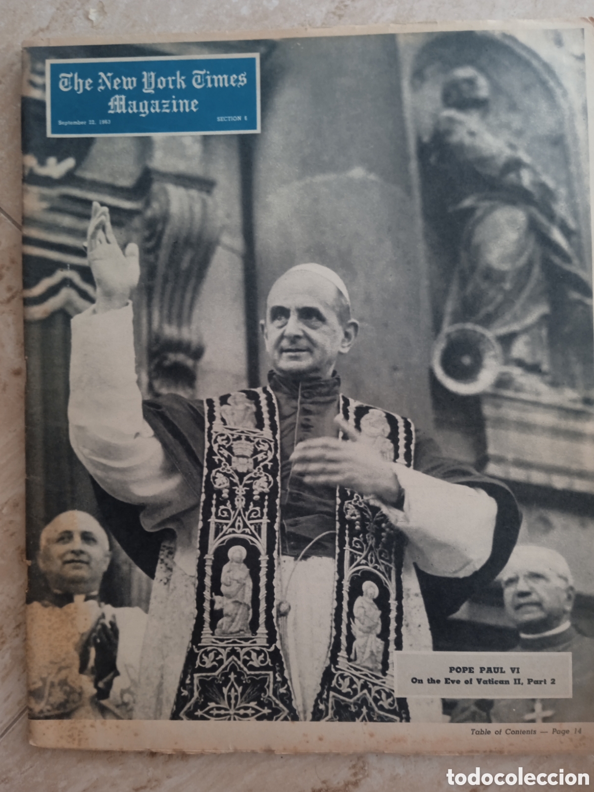 Coleccionismo de revistas y peri&oacute;dicos: The New York Times Magazine section 6 22/09/63 Papa Pablo VI