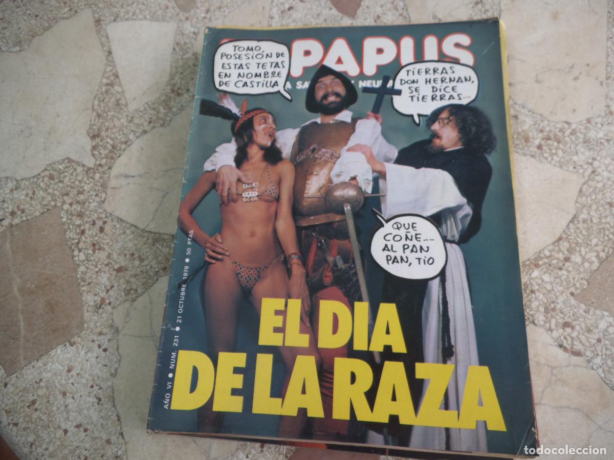 Coleccionismo de revistas y peri&oacute;dicos: el papus, n&ordm; 231, 1978, revista satirica, erotica,humor,el dia de la raza