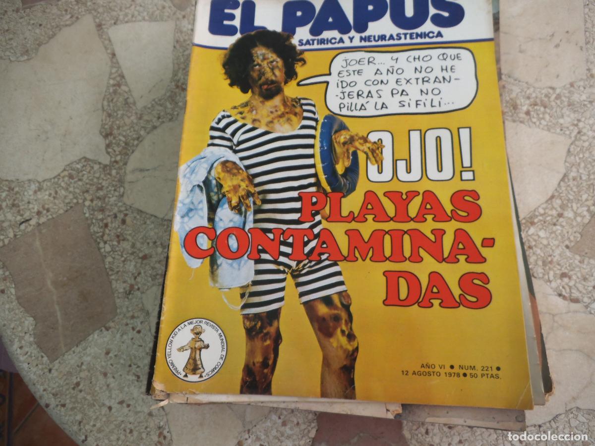 Coleccionismo de revistas y peri&oacute;dicos: el papus, n&ordm; 221, 1978, revista satirica, erotica,humor, playas contaminadas