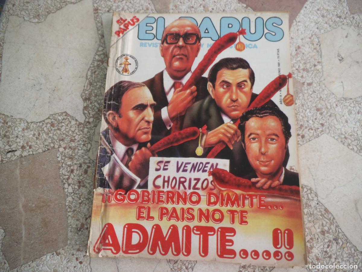 Coleccionismo de revistas y peri&oacute;dicos: el papus, n&ordm; 369, 1981, revista satirica, erotica,humor, gobierno dimite el pais no te admite