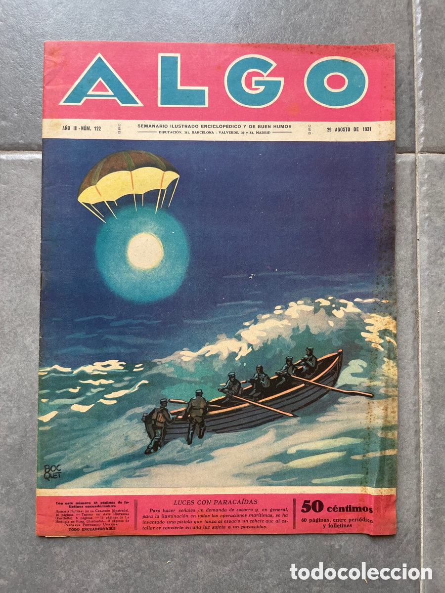 Coleccionismo de revistas y peri&oacute;dicos: Algo. Semanario ilustrado. 29 agosto 1931. Incluye c&oacute;mic los aventureros del espacio.