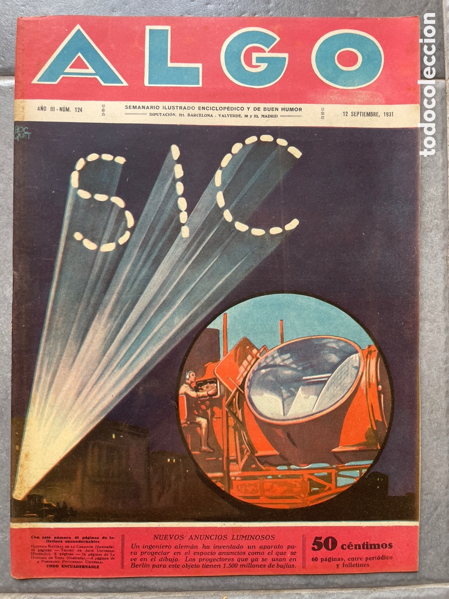 Colecionismo de Revistas e Jornais: Algo. Semanario ilustrado. 12 de septiembre de 1931. Incluye c&oacute;mic los aventureros del espacio.