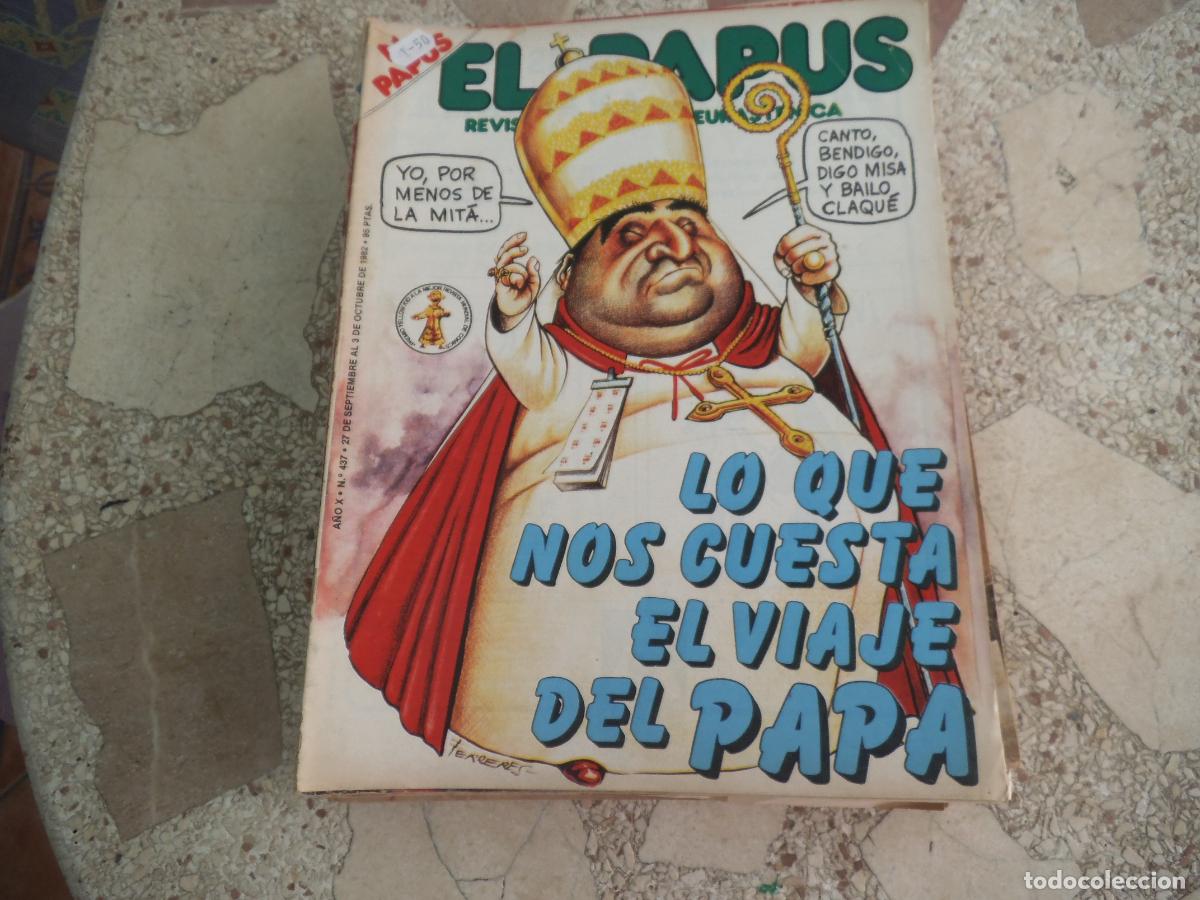 Coleccionismo de revistas y peri&oacute;dicos: el papus, n&ordm; 437, 1982, revista satirica, erotica,humor, lo que nos cuesta el viaje del papa