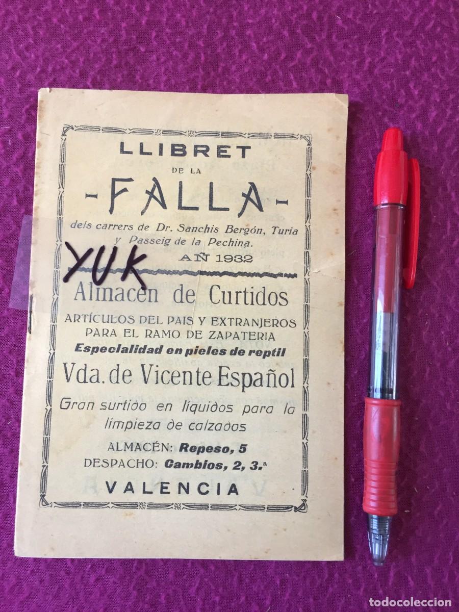 Coleccionismo de revistas y peri&oacute;dicos: Llibret Fallas de la Falla Doctor Sanchis Berg&oacute;n, Turia y Paseo de la pechina 1932 - Fallas Valencia