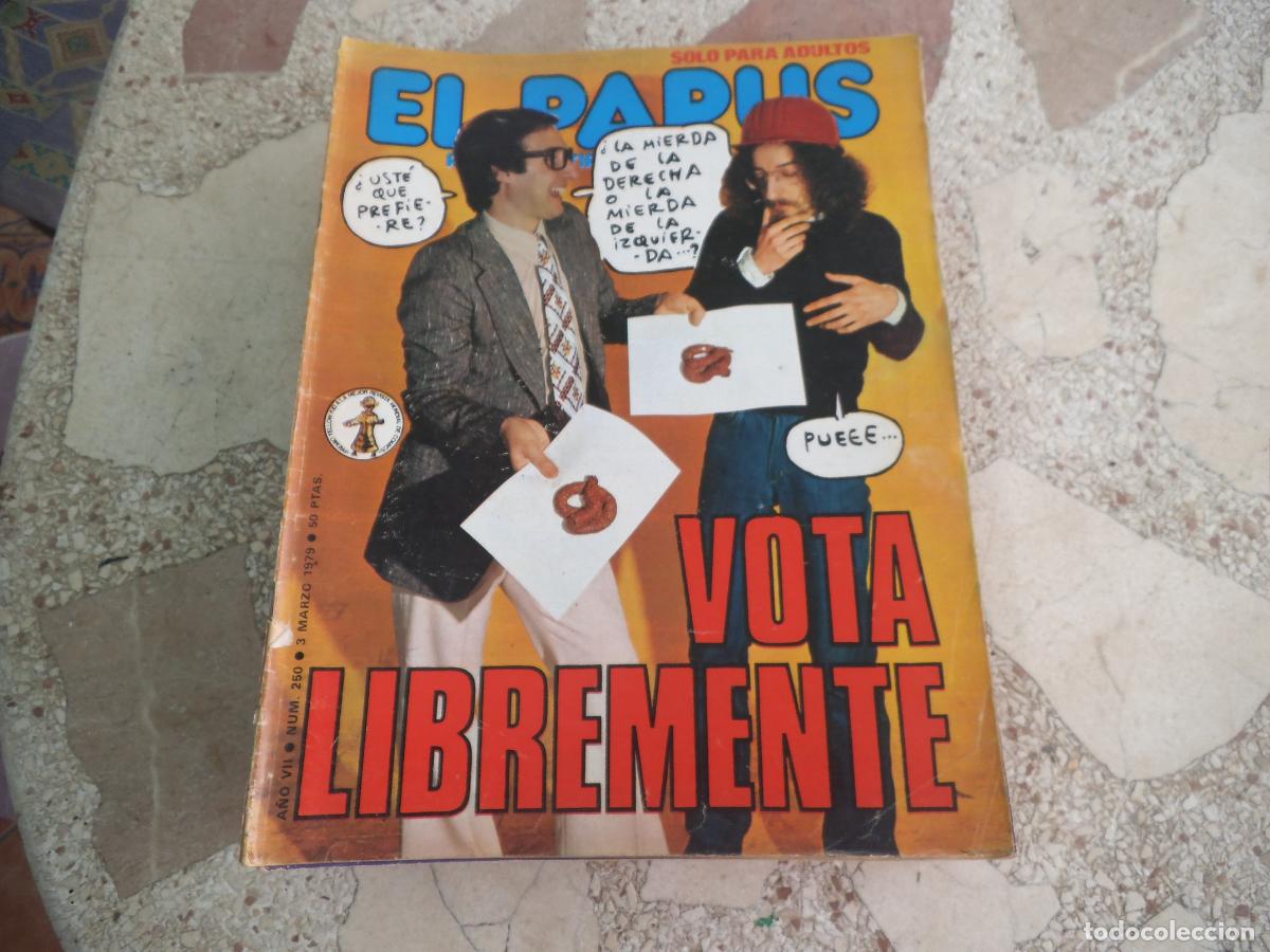 Coleccionismo de revistas y peri&oacute;dicos: el papus, n&ordm; 250, 1979, revista satirica, erotica,humor, vota libremente