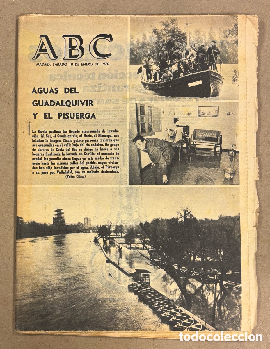 Colecionismo de Revistas e Jornais: ABC (10 ENERO 1970). INUNDACIONES GUADALQUIVIR Y PISUERGA, REAL MADRID - LAS PALMAS,&hellip;