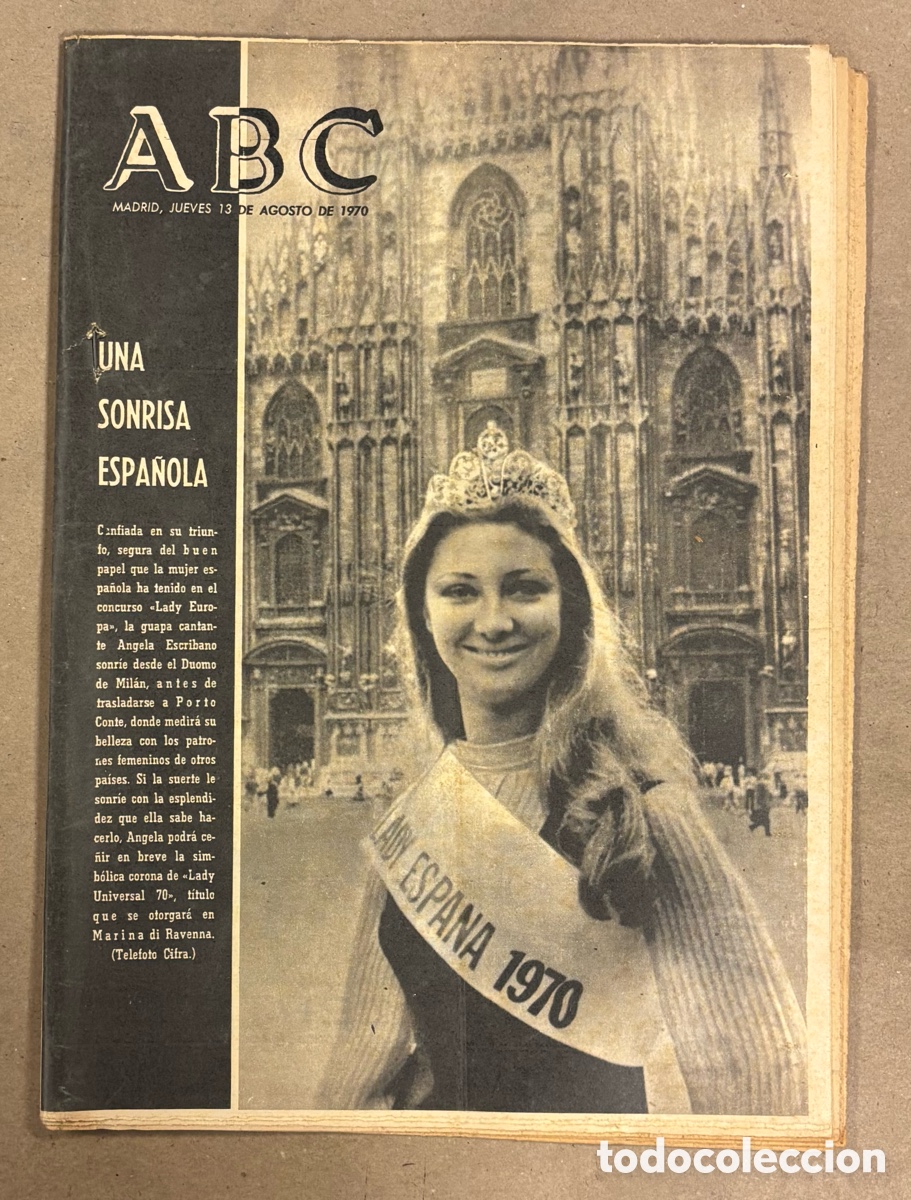 Coleccionismo de revistas y peri&oacute;dicos: ABC (13 AGOSTO 1970). &Aacute;NGELA ESCRIBANO LADY EUROPA MISS ESPA&Ntilde;A 70,&hellip;