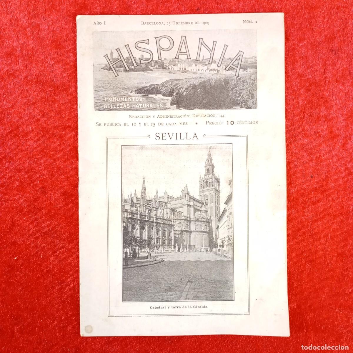Coleccionismo de revistas y peri&oacute;dicos: HISPANIA - SEVILLA - A&Ntilde;O I - N&Uacute;M. 2 - BARCELONA, 25 DICIEMBRE 1909 - CATEDRAL Y TORRE GIRALDA / 545