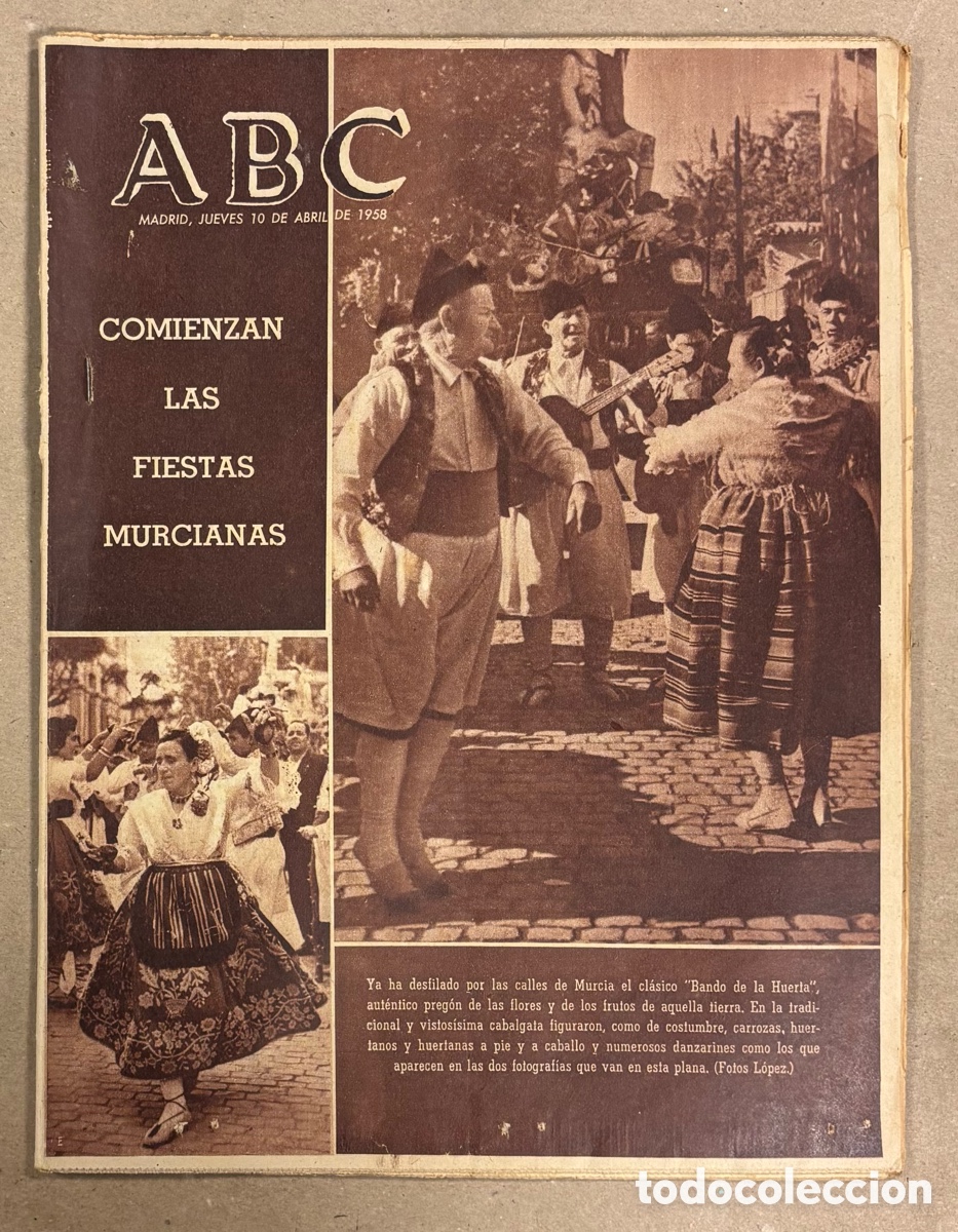 Coleccionismo de revistas y peri&oacute;dicos: ABC (10 ABRIL 1958). BANDO DE LA HUERTA FIESTAS MURCIA, ESPA&Ntilde;A - PORTUGAL F&Uacute;TBOL,..