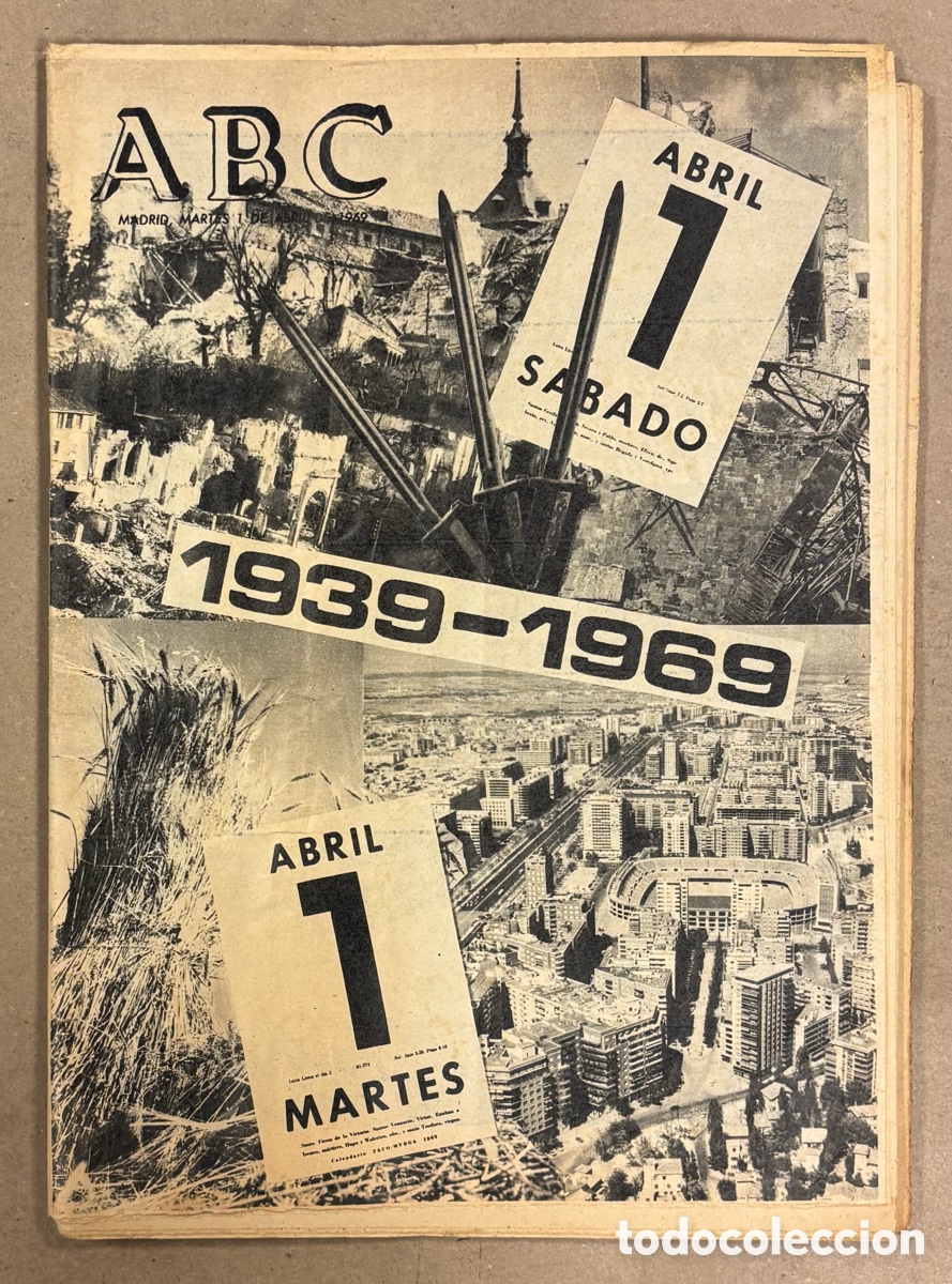 Coleccionismo de revistas y peri&oacute;dicos: ABC (1 ABRIL 1969). 1939-1969 30 A&Ntilde;OS DEL ALZAMIENTO, REAL MADRID CAMPE&Oacute;N DE LIGA,&hellip;