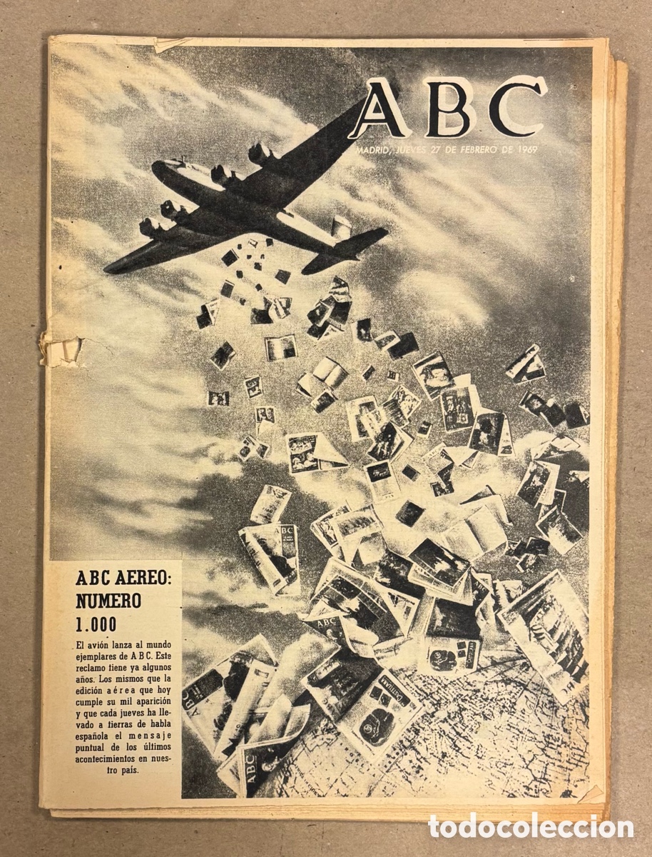 Coleccionismo de revistas y peri&oacute;dicos: ABC (27 FEBRERO 1969). ABC A&Eacute;REO: N&Uacute;MERO 1000, DERBY MADRILE&Ntilde;O, FORMIGAL CAMPEONATOS ESQU&Iacute;