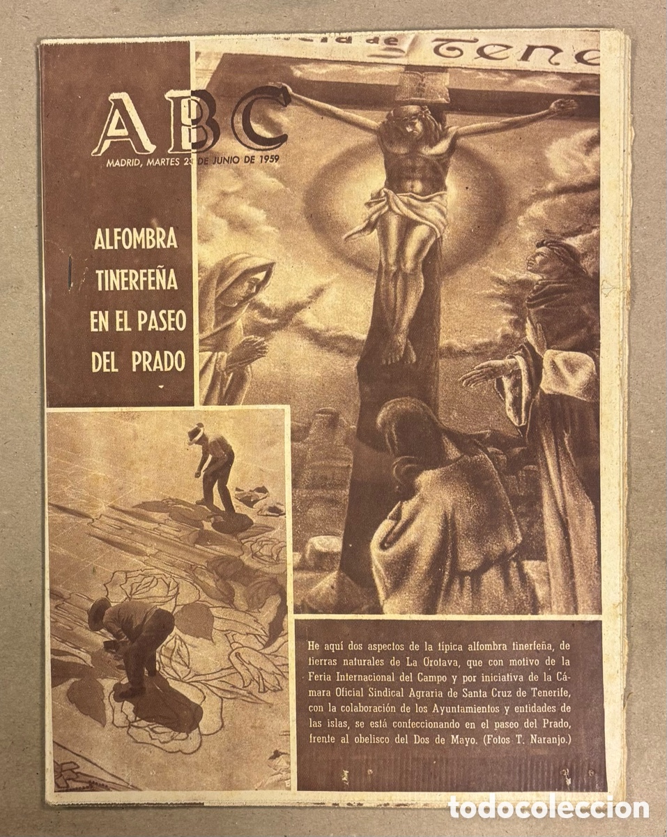 Coleccionismo de revistas y peri&oacute;dicos: ABC (24 DE JUNIO DE 1959). ALFBRA TINERFE&Ntilde;A EN EL PASEO DEL PRADO,&hellip;