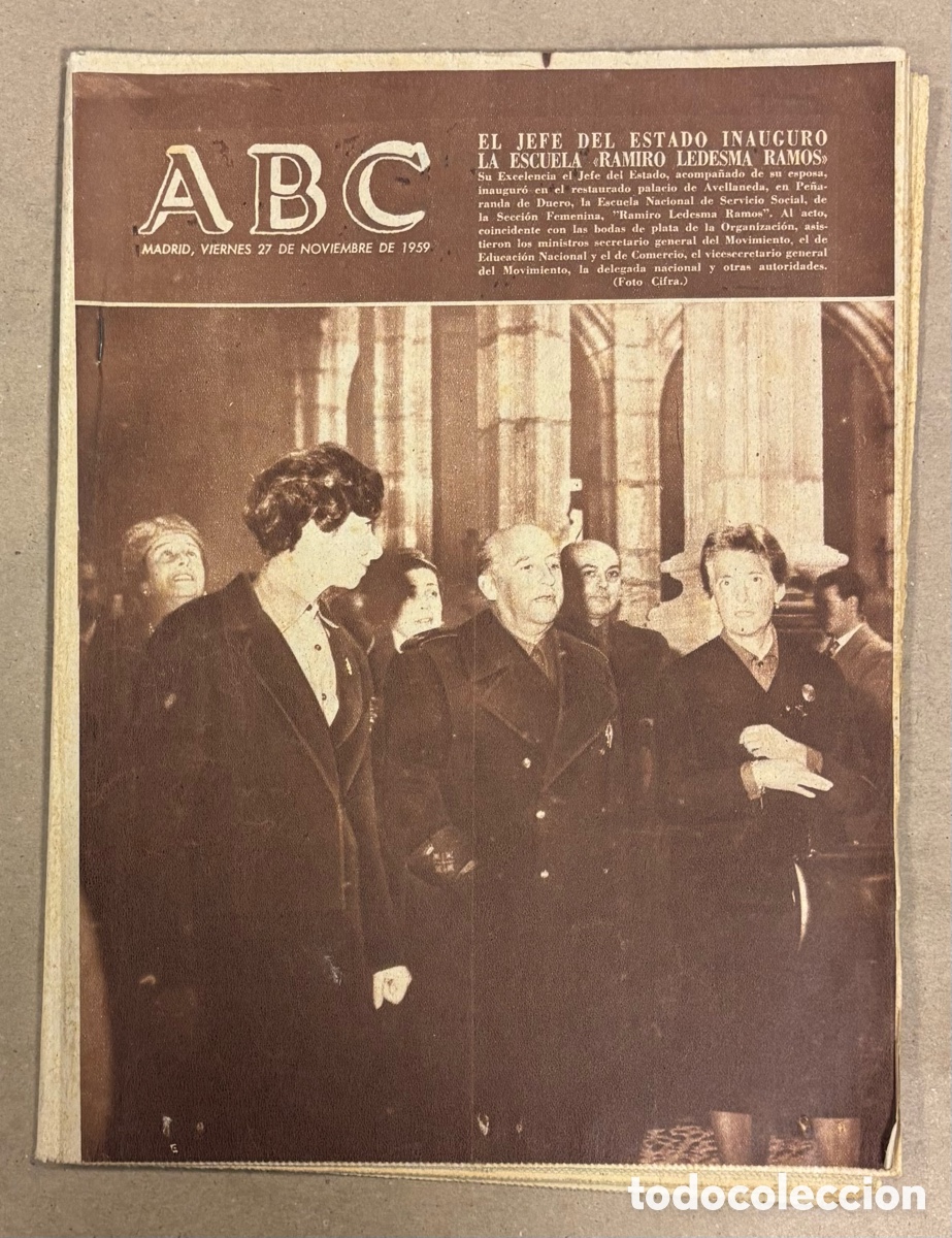 Coleccionismo de revistas y peri&oacute;dicos: ABC (27 DE NOVIEMBRE DE 1959). FRANCO INAUGURA LA ESCUELA RAMIRO LEDESMA RAMOS,.,.