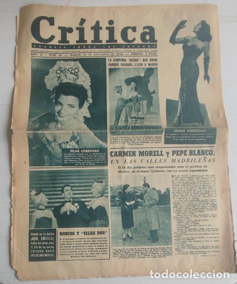 Coleccionismo de revistas y peri&oacute;dicos: REVISTA CRITICA A&Ntilde;O 1952, MARISA PINTO, MARIA LUZ, PIO BAROJA, CALVO SOTELO, ETC.