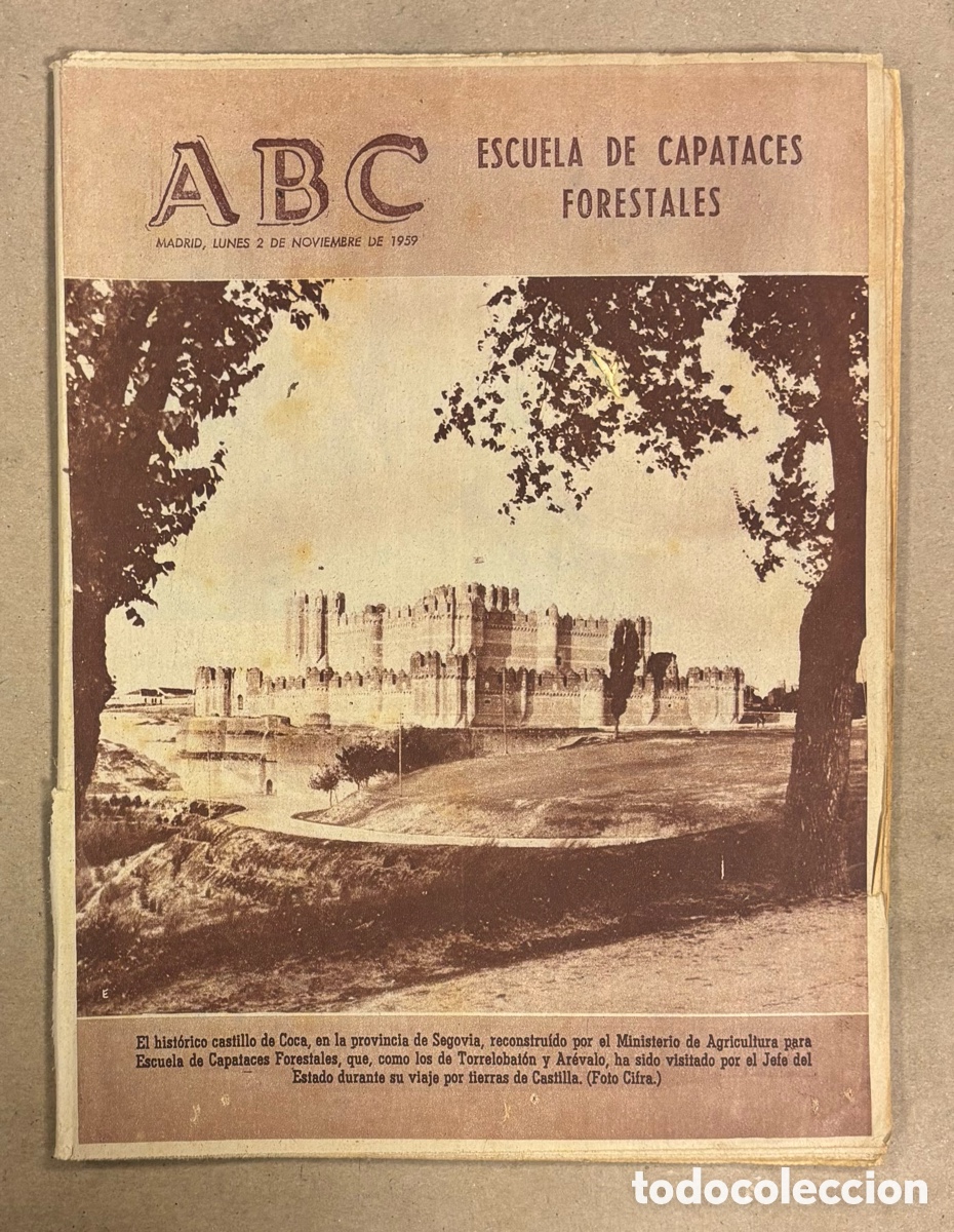 Coleccionismo de revistas y peri&oacute;dicos: ABC (2 NOVIEMBRE 1959). CASTILLO DE COCA (SEGOVIA) RECONSTRUIDO COMO ESCUELA CAPATACES FORESTALES