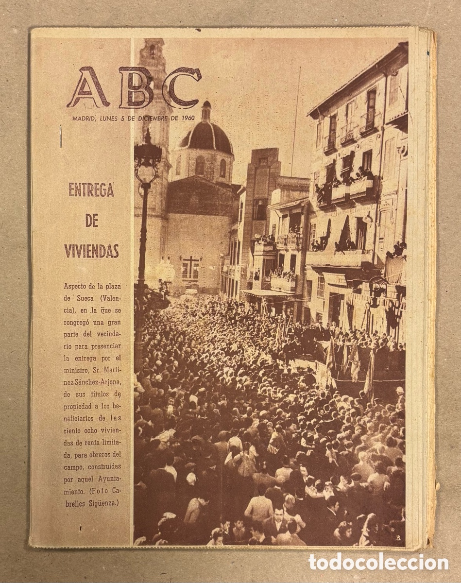 Coleccionismo de revistas y peri&oacute;dicos: ABC (5 SEPTIEMBRE 1960). ENTREGA DE VIVIENDAS EN SUECA (VALENCIA) PARA OBREROS DEL CAMPO