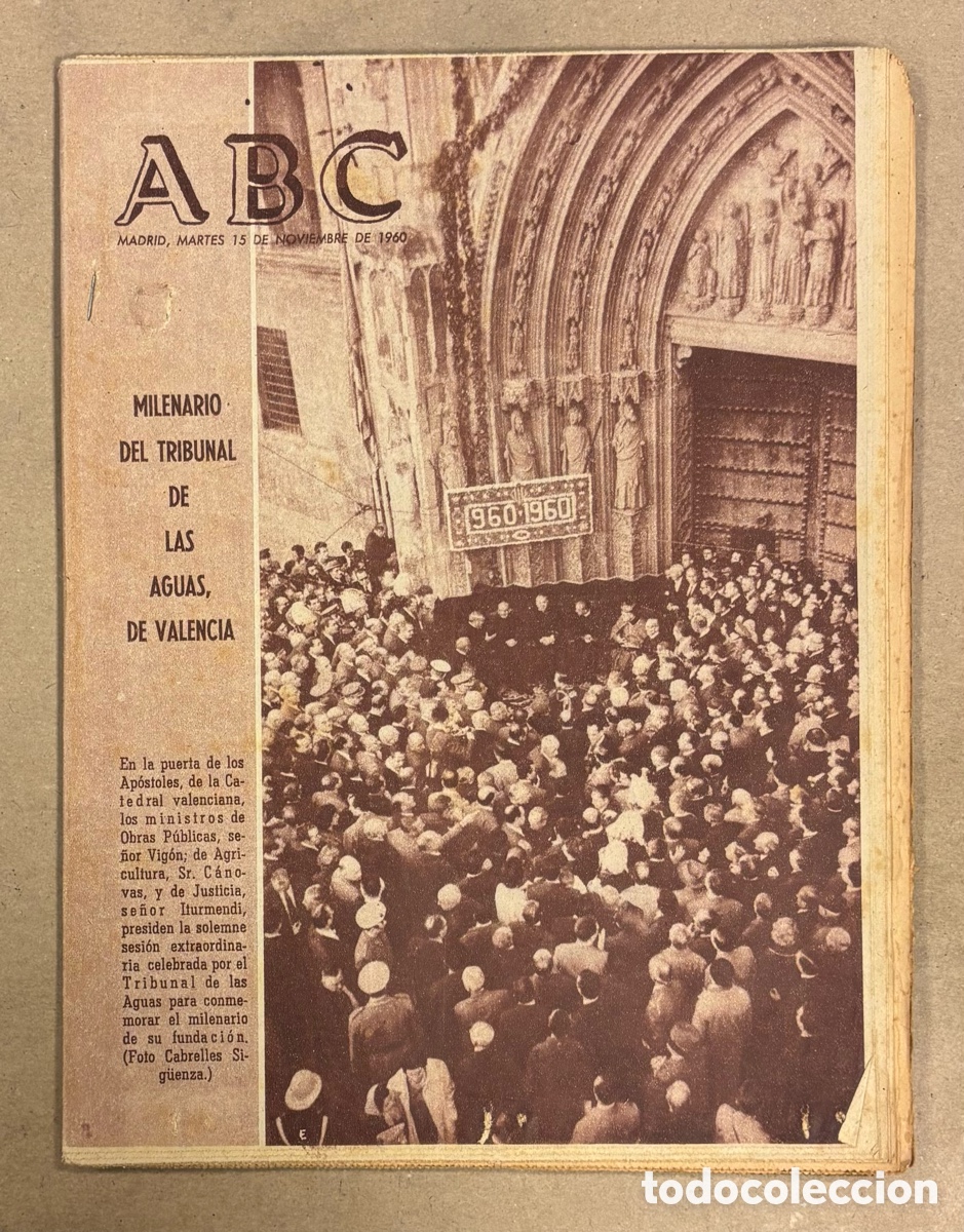 Coleccionismo de revistas y peri&oacute;dicos: ABC (5 NOVIEMBRE 1960). MILENARIO DEL TRIBUNAL DE LAS AGUAS DE VALENCIA, BLAS PI&Ntilde;AR