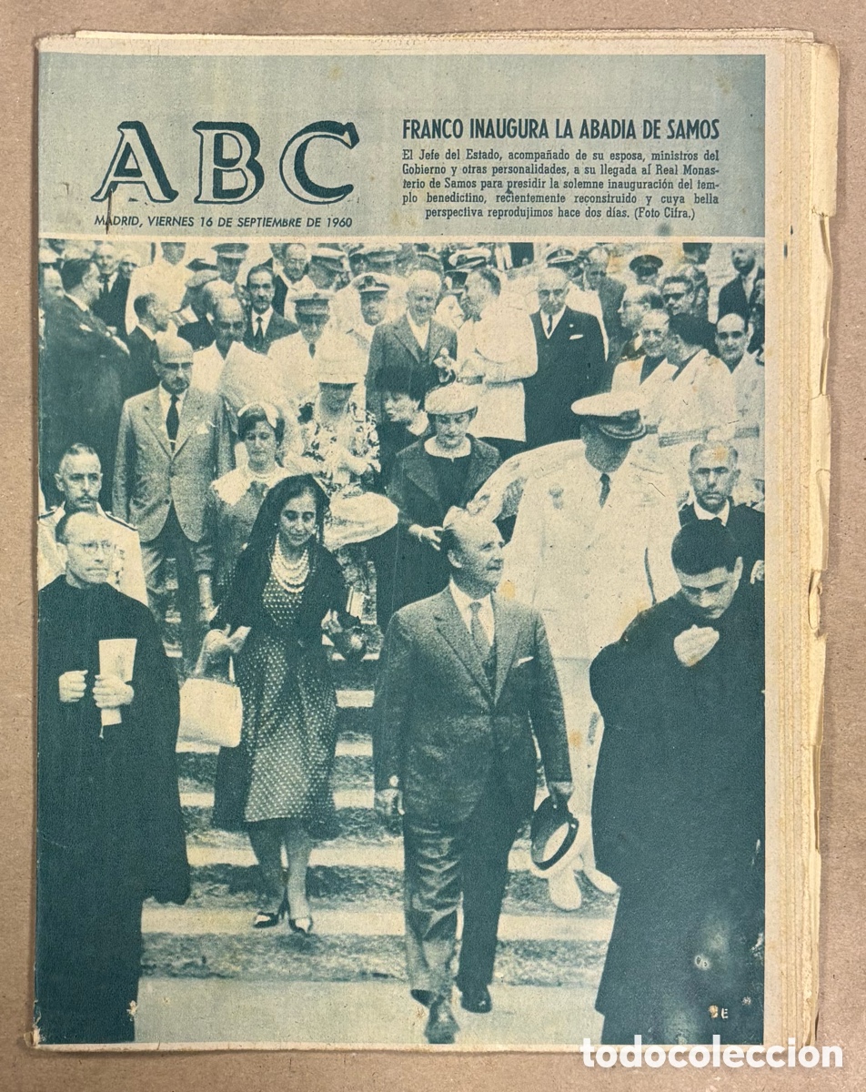 Coleccionismo de revistas y peri&oacute;dicos: ABC (16 DE SEPTIEMBRE DE1960). FRANCO INAUGURA LA ABAD&Iacute;A DE SAMOS (LUGO),&hellip;.