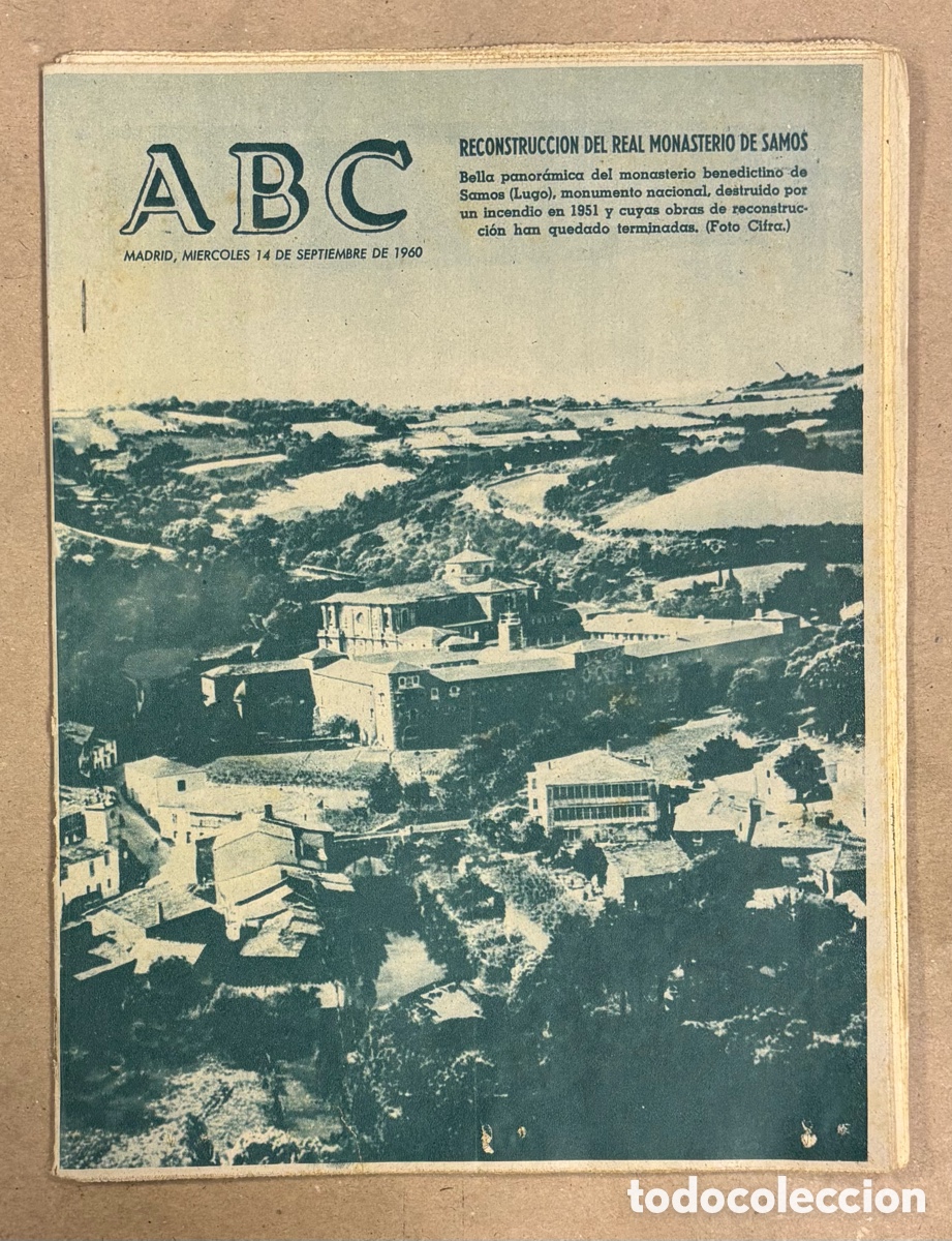 Coleccionismo de revistas y peri&oacute;dicos: ABC (14 DE SEPTIEMBRE DE 1960). RECONSTRUCCI&Oacute;N DEL MONASTERIO DE SAMOS (LUGO),&hellip;.