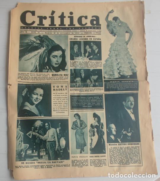 Coleccionismo de revistas y peri&oacute;dicos: REVISTA CRITICA A&Ntilde;O 1952 LOLA FLORES OPINIONES DE LA PRENSA TRAS SU DEBUT EN EL TEATRO CASINO CASINO