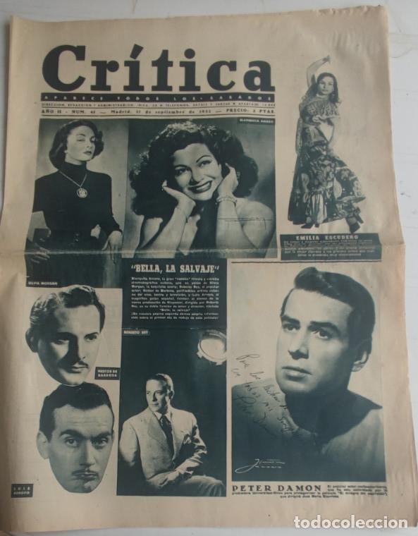 Coleccionismo de revistas y peri&oacute;dicos: REVISTA CRITICA A&Ntilde;O 1952, BELLA LA SALVAJE, JOSE TOLEDANO, CHARLOT, LUISA ORTEGA Y MANOLO CARACOL, J