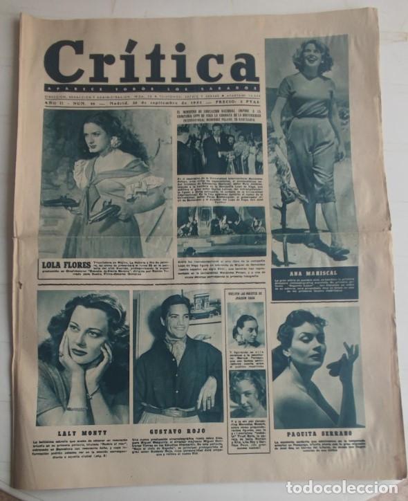 Coleccionismo de revistas y peri&oacute;dicos: REVISTA CRITICA A&Ntilde;O 1952, LOLA FLORES, ANA MARISCAL, JUAN LOPEZ SEVILLA, EL MOZO CRUO