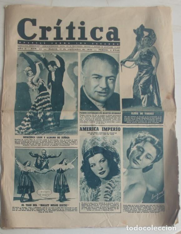 Coleccionismo de revistas y peri&oacute;dicos: REVISTA CRITICA A&Ntilde;O 1952, PEDRES Y EL LITRI, NATI MISTRAL Y FERNANDO REY, PACITA TOMAS, MARGOR & CHI