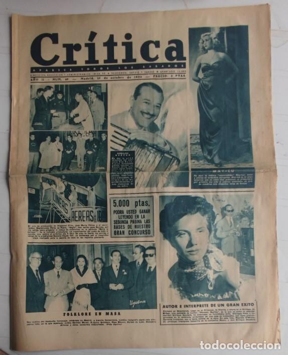 Coleccionismo de revistas y peri&oacute;dicos: REVISTA CRITICA A&Ntilde;O 1952, JUANITO POSADA, SARITA ANTUNEZ, TRUDI BORA, EMILIA ESCUDERO, ETC