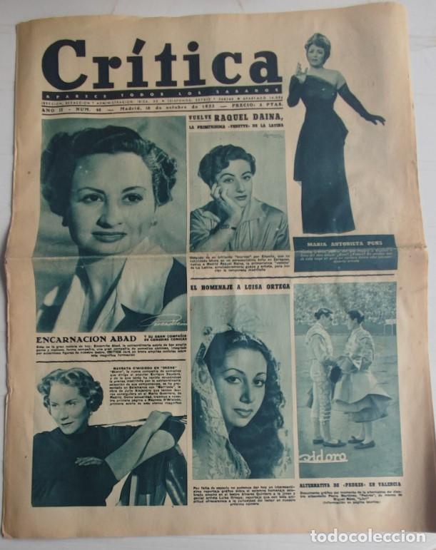 Coleccionismo de revistas y peri&oacute;dicos: REVISTA CRITICA A&Ntilde;O 1952, ALTERNATIVA DE PEDRES EN VALENCIA, EDUARDINI Y LOS 7 ENANITOS, LUISITA ORT