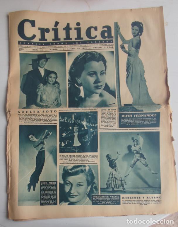Coleccionismo de revistas y peri&oacute;dicos: REVISTA CRITICA A&Ntilde;O 1952, MANOLITA RUIZ, ADELFA SOTO, NIEVES DE JUAN, JORGE LINARES, ETC.