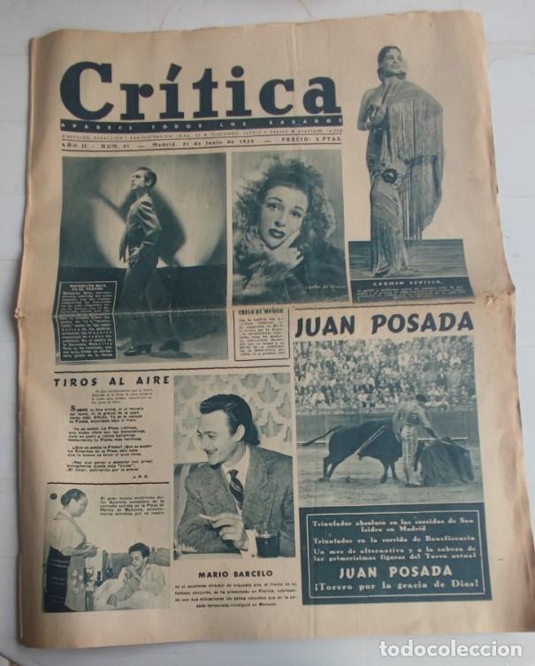 Coleccionismo de revistas y peri&oacute;dicos: REVISTA CRITICA A&Ntilde;O 1952, CARMEN SEVILLA, LOLA FLORES EN MEJICO, JUAN POSADA, CHIQUI RODY, MARISA PI