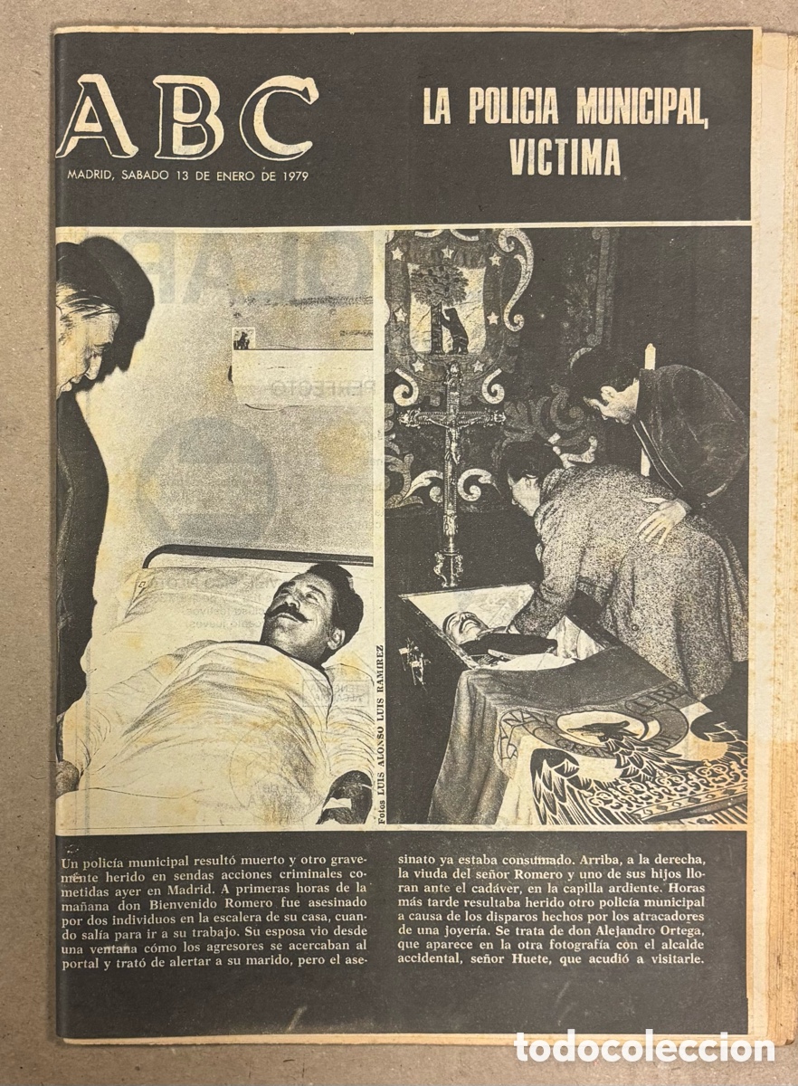Coleccionismo de revistas y peri&oacute;dicos: ABC (13 DE ENERO DE 1979). ATENTADO POLIC&Iacute;A MUNICIPAL DE LOS GRAPO, REAL MADRID - SEVILLA,..