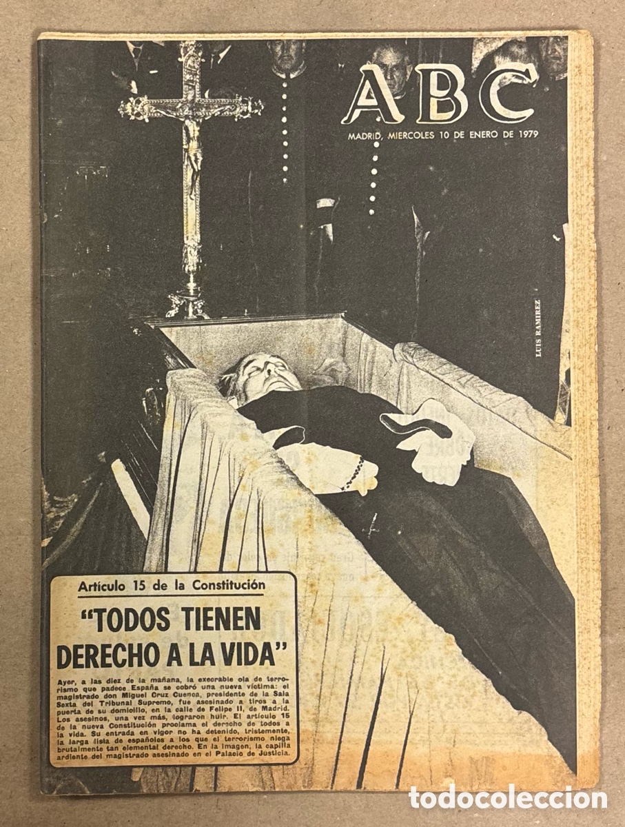 Coleccionismo de revistas y peri&oacute;dicos: ABC (10 DE ENERO DE 1979). LOS GRAPO ASESINAN AL MAGISTRADO MIGUEL CRUZ CUENCA,&hellip;
