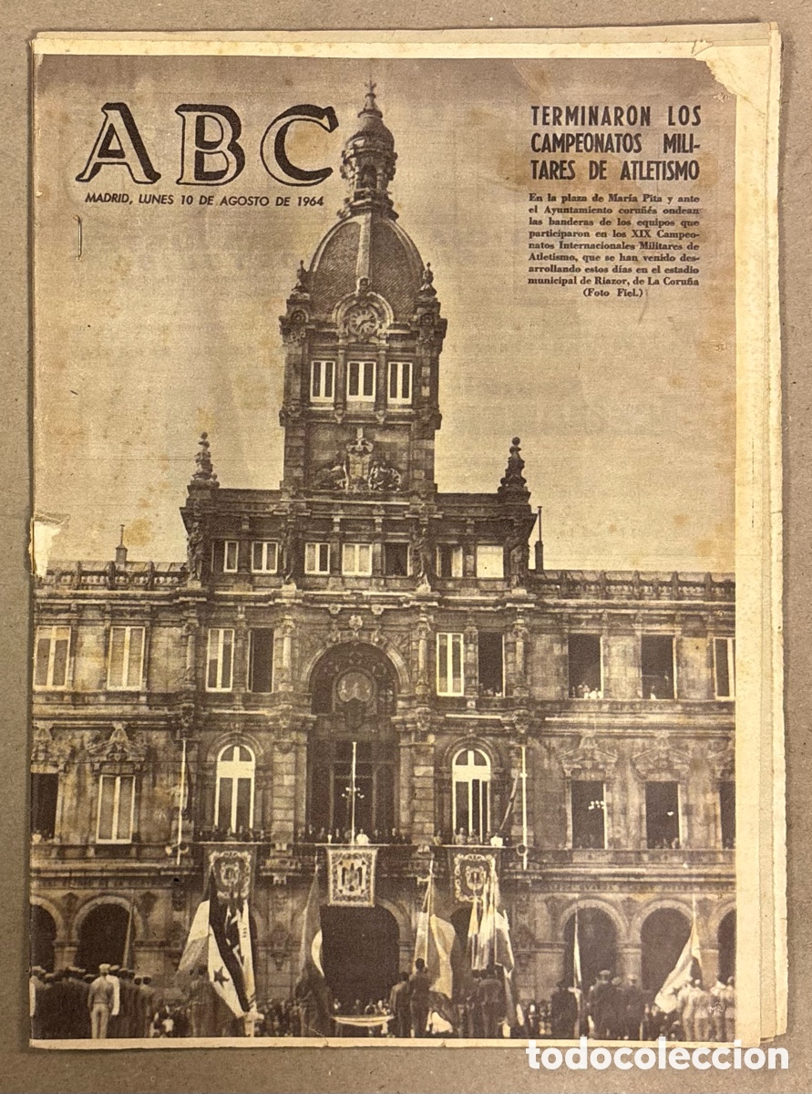Coleccionismo de revistas y peri&oacute;dicos: ABC (10 AGOSTO 1964). CAMPEONATOS MILITARES DE ATLETISMO LA CORU&Ntilde;A, AMANCIO Y GENTO,&hellip;
