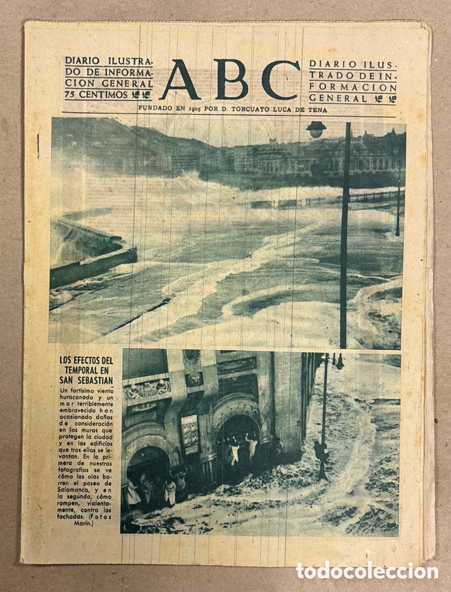 Coleccionismo de revistas y peri&oacute;dicos: ABC (1 ENERO 1952). LOS EFECTOS DEL TEMPORAL PASEO DE SALAMANCA DE SAN SEBASTI&Aacute;N,,,,