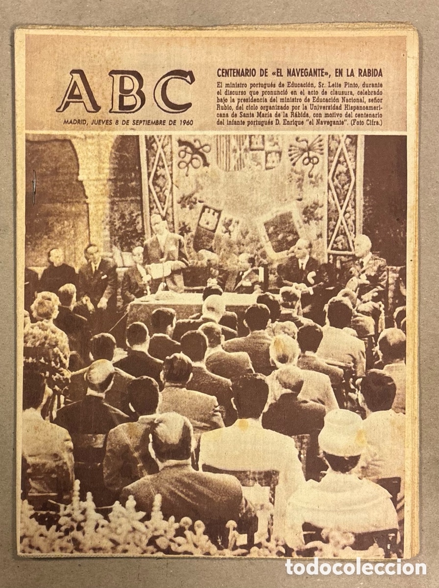Coleccionismo de revistas y peri&oacute;dicos: ABC (8 DE SEPTIEMBRE 1960). CENTENARIO DE EL NAVEGANTE EN SANTA MAR&Iacute;A DE LA R&Aacute;BIDA,&hellip;