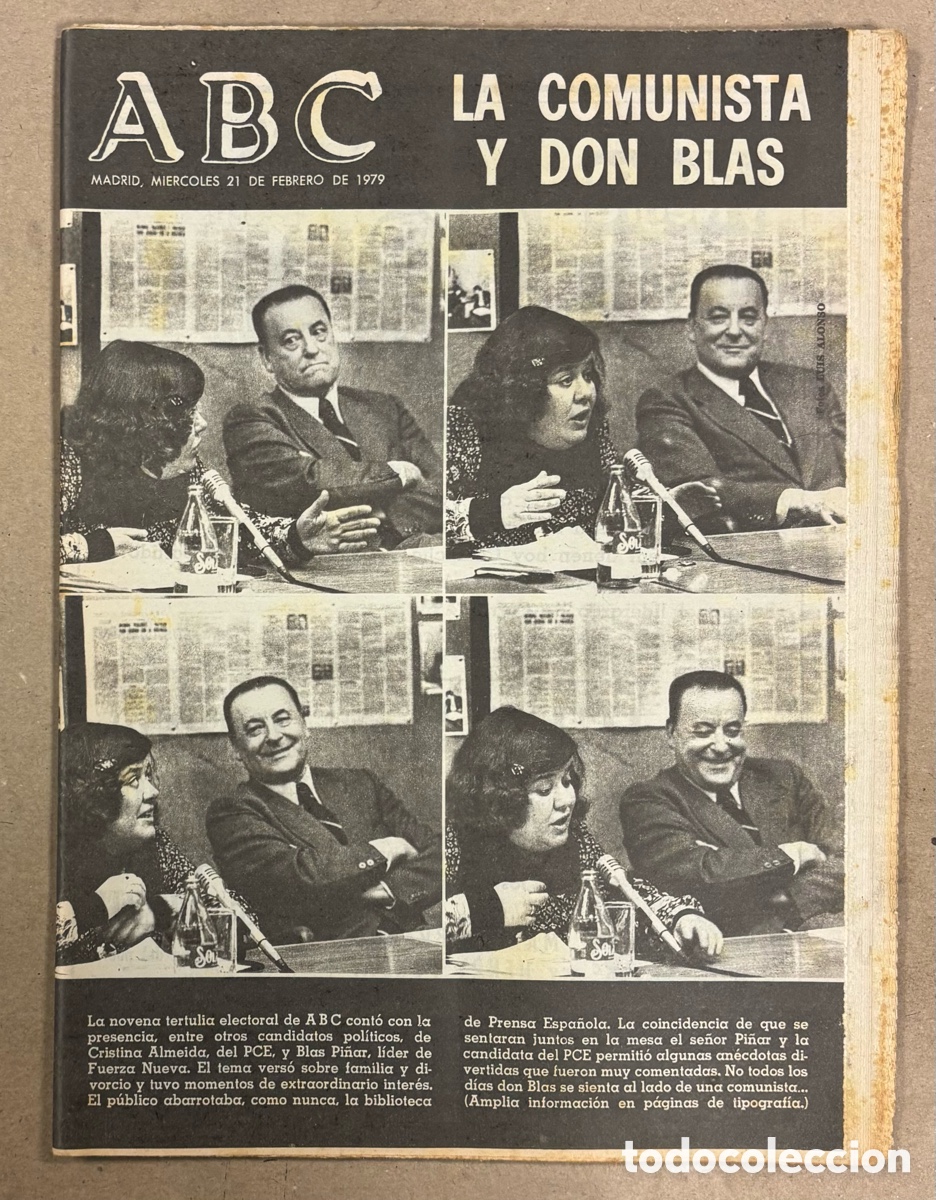 Coleccionismo de revistas y peri&oacute;dicos: ABC (21 FEBRERO 1979). LA COMUNISTA (CRISTINA ALMEIDA) Y BLAS PI&Ntilde;AR, LAS PALMAS - REAL MADRID,&hellip;